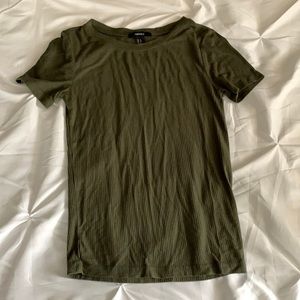 green ribbed T-shirt